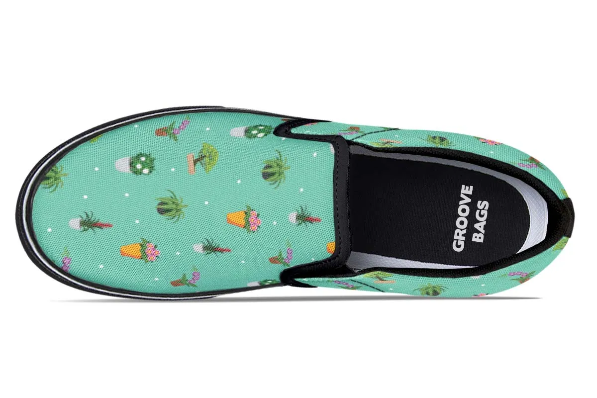 Potted Plant Pattern Slip-On Shoes