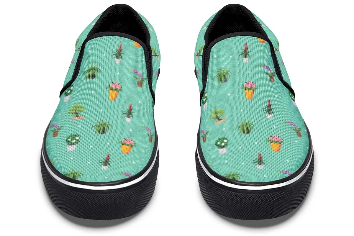 Potted Plant Pattern Slip-On Shoes