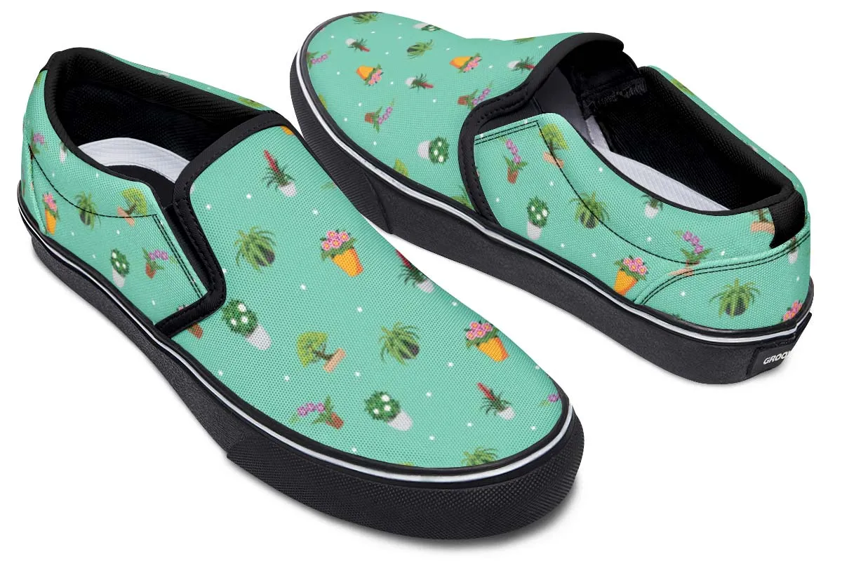 Potted Plant Pattern Slip-On Shoes