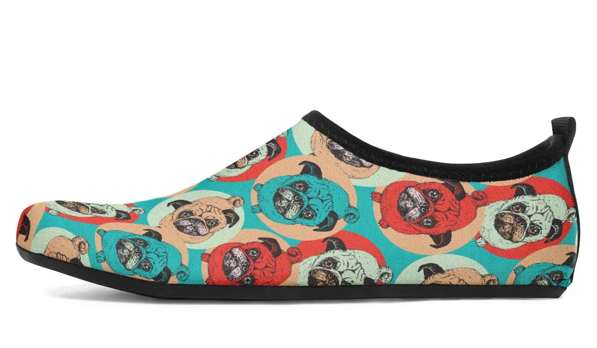 Pug Pop Art Aqua Barefoot Shoes