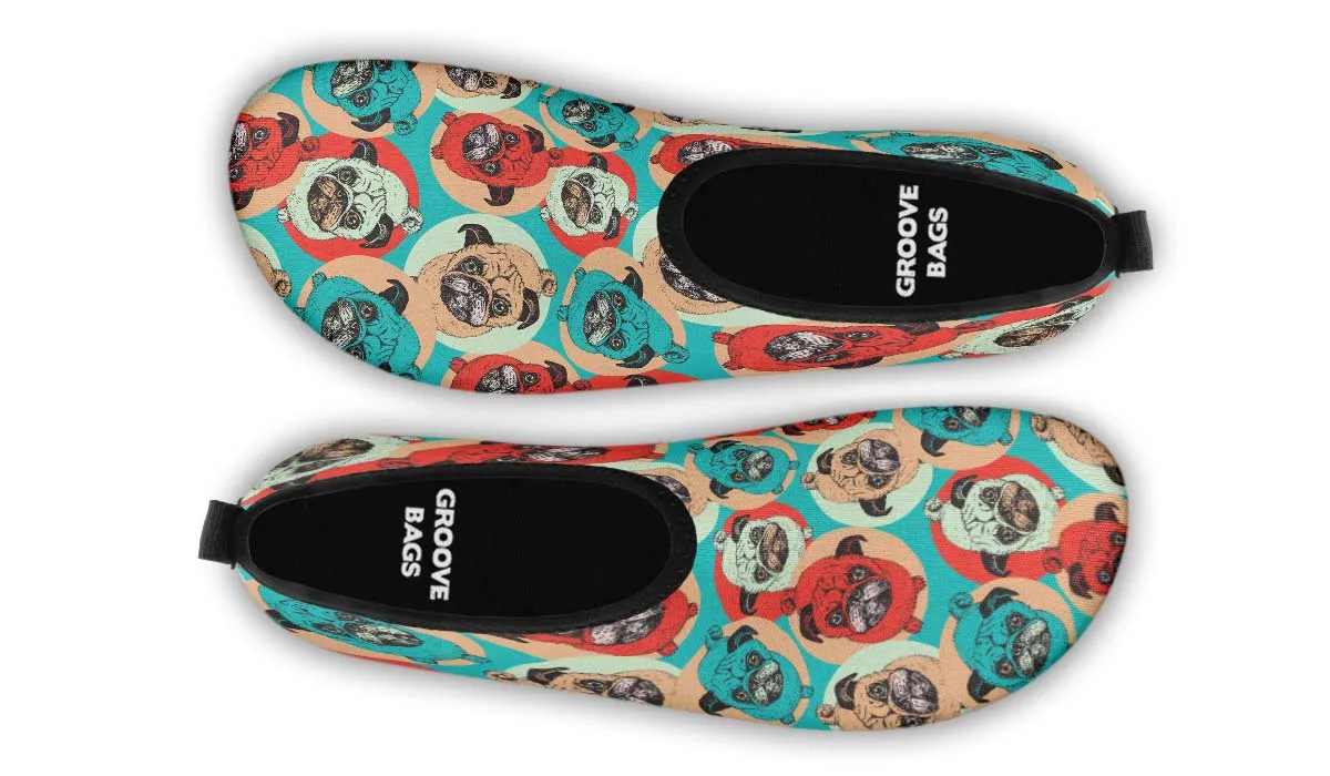 Pug Pop Art Aqua Barefoot Shoes