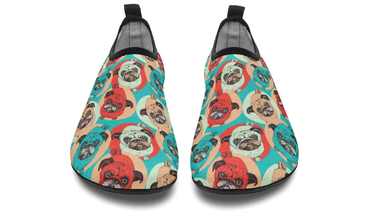Pug Pop Art Aqua Barefoot Shoes