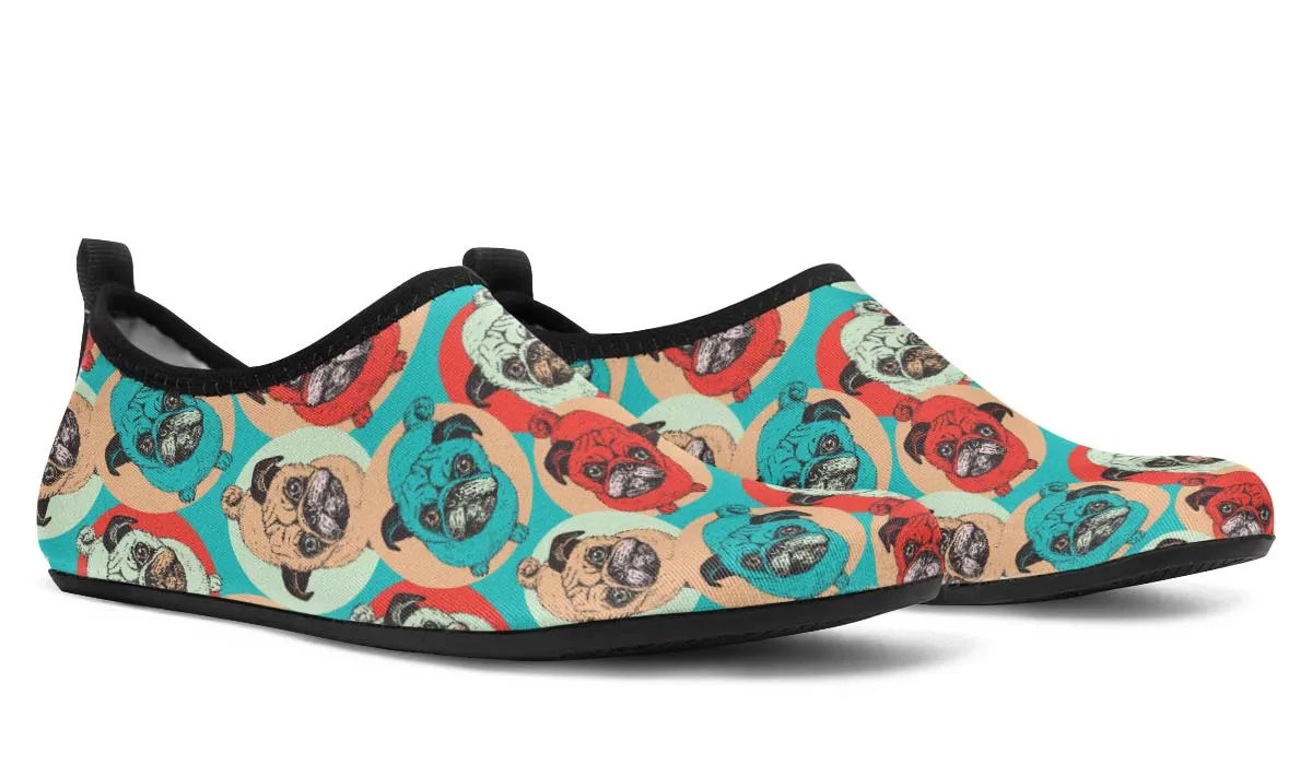 Pug Pop Art Aqua Barefoot Shoes