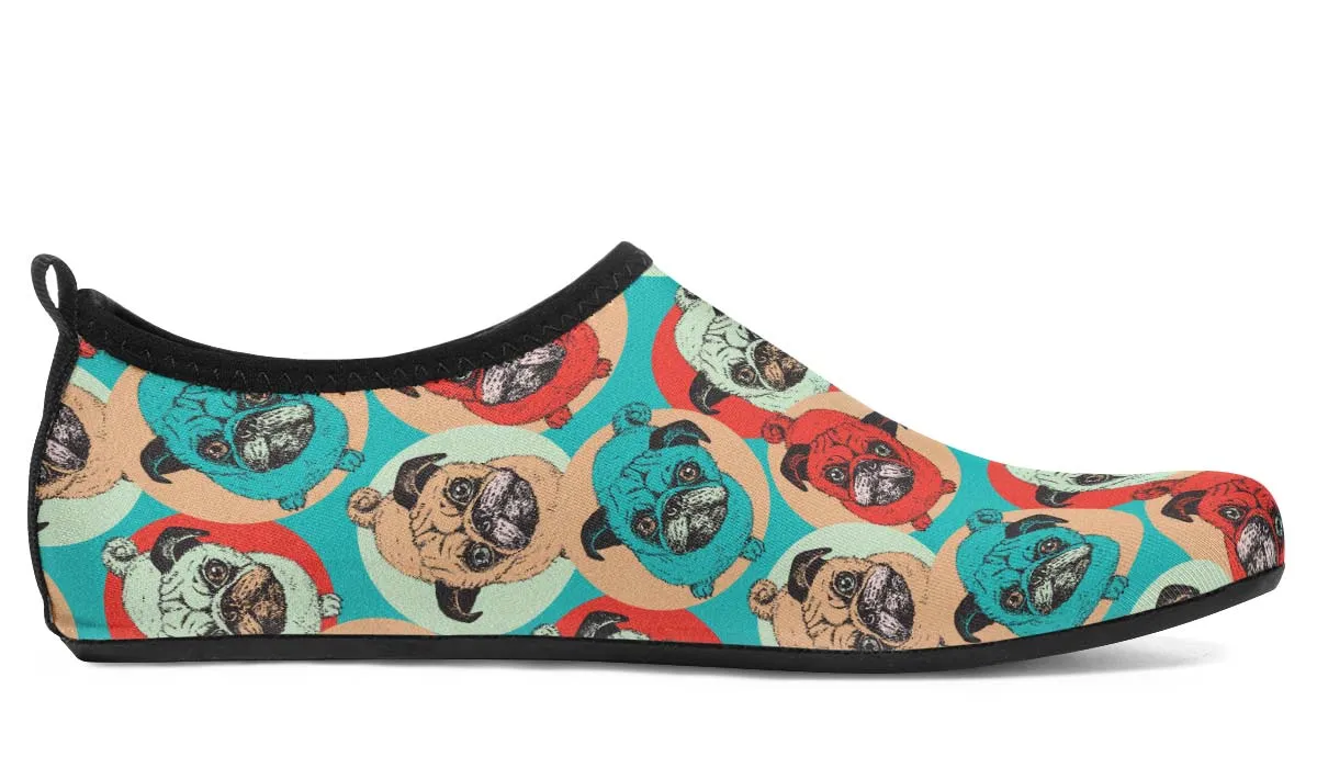 Pug Pop Art Aqua Barefoot Shoes