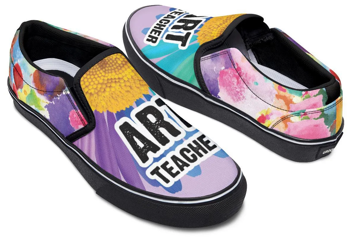 Rainbow Art Teacher Slip-On Shoes