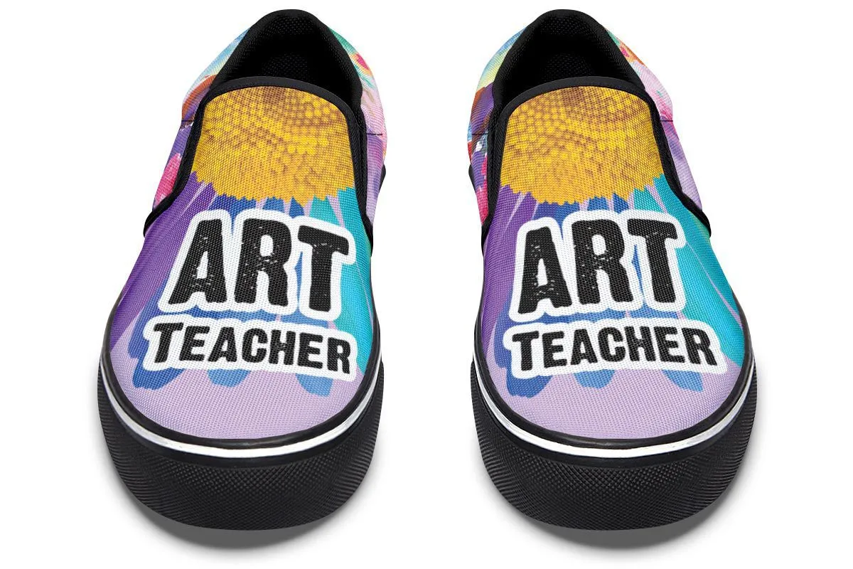 Rainbow Art Teacher Slip-On Shoes