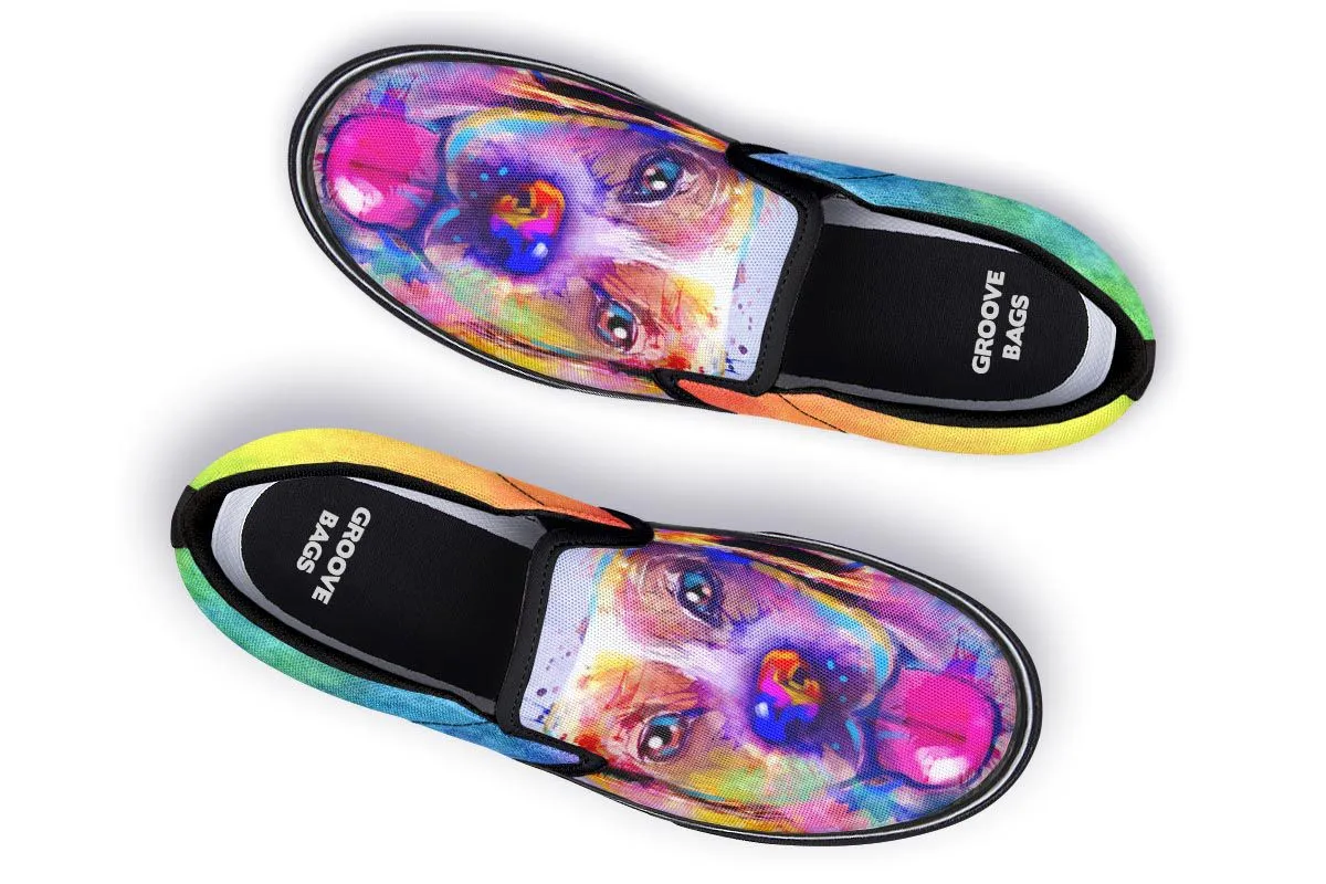 Rainbow Beagle Slip-On Shoes