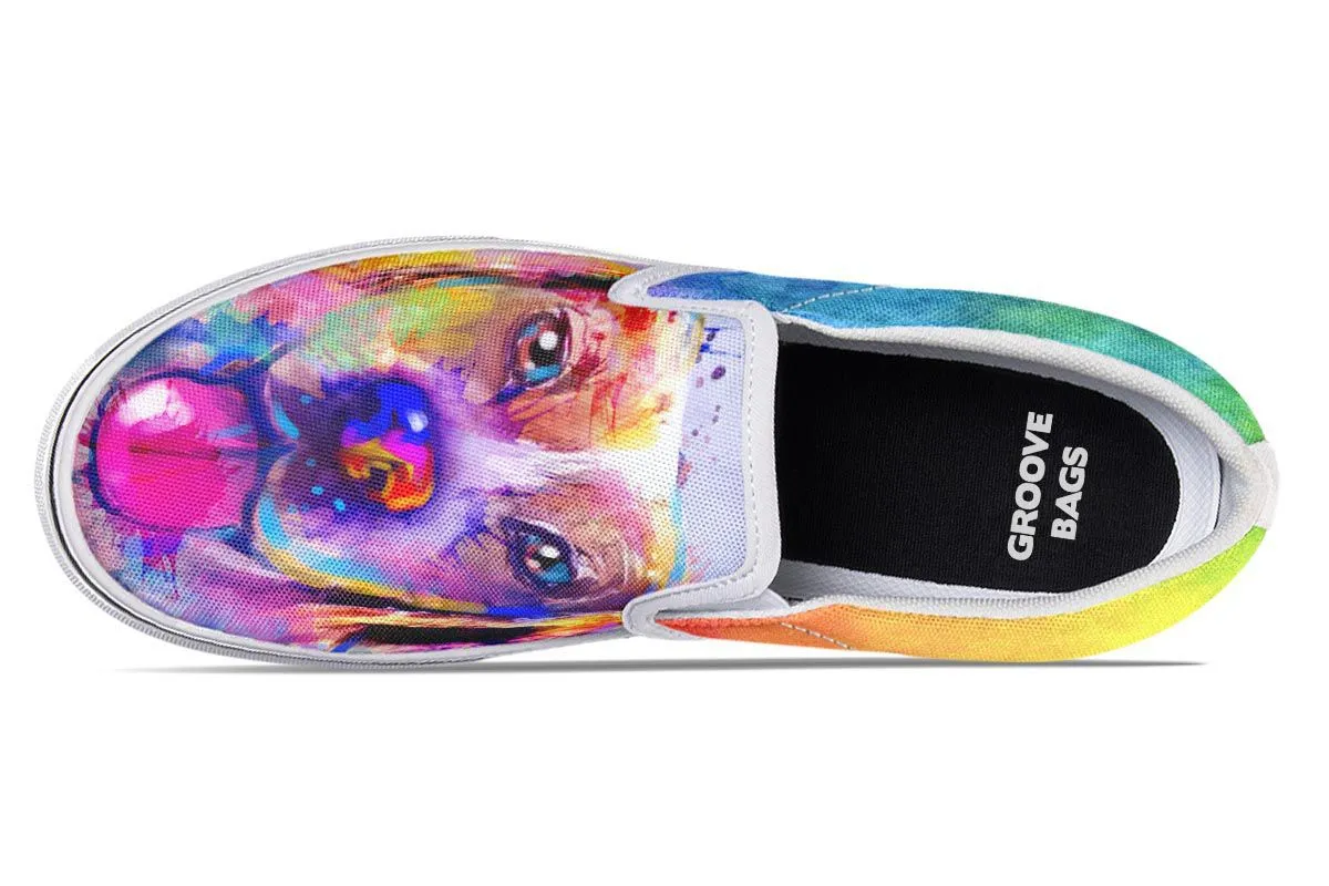 Rainbow Beagle Slip-On Shoes