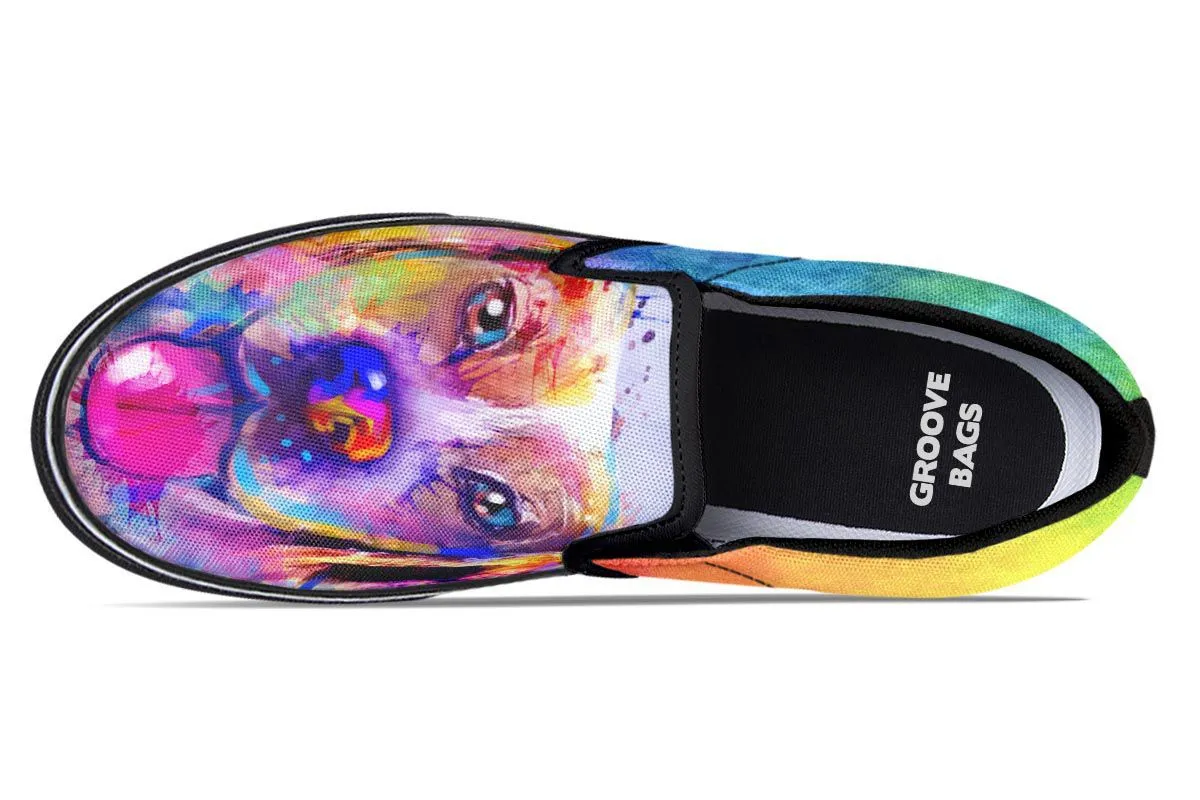 Rainbow Beagle Slip-On Shoes