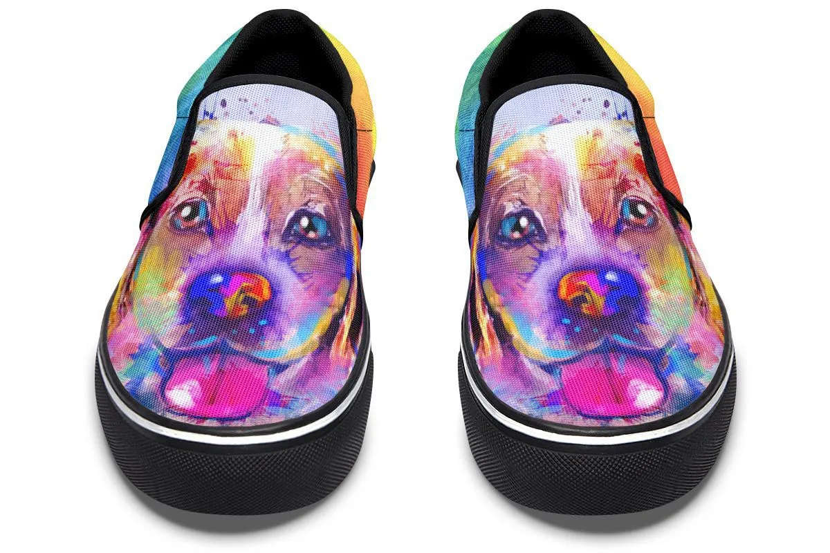 Rainbow Beagle Slip-On Shoes