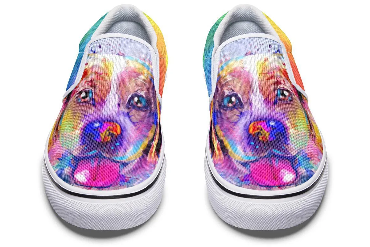 Rainbow Beagle Slip-On Shoes