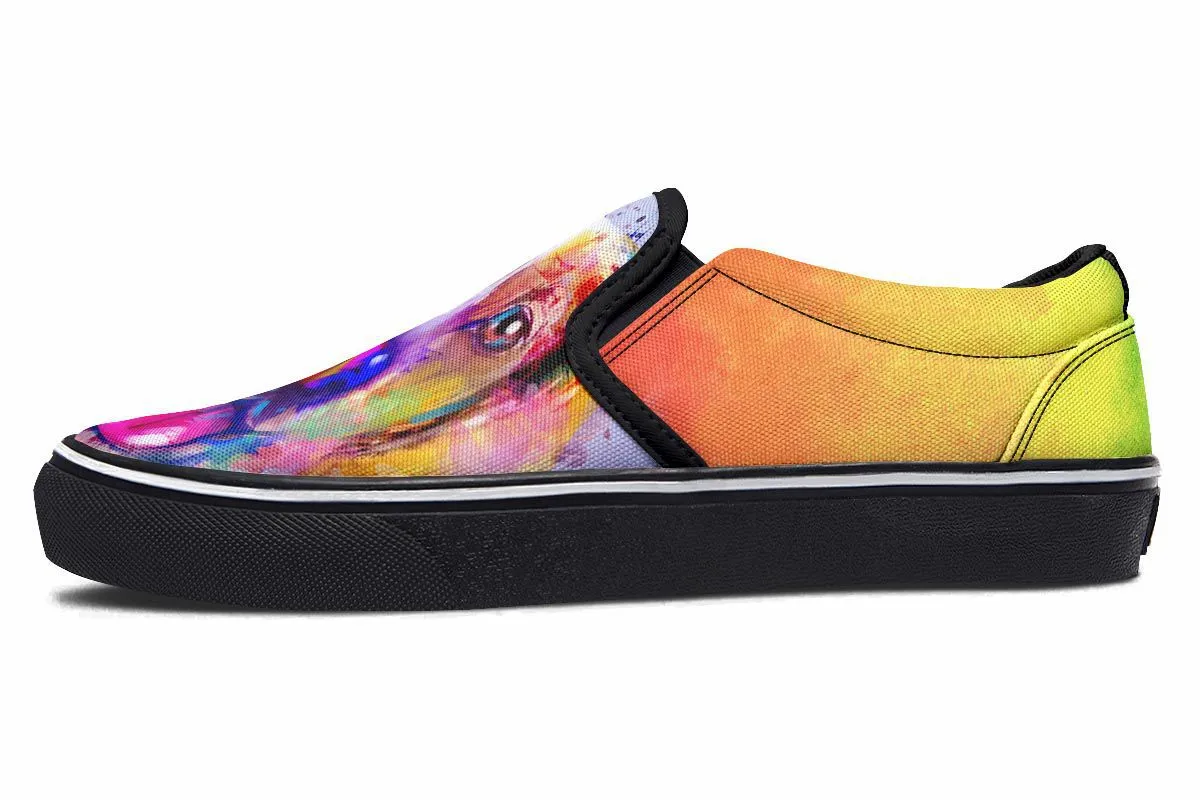 Rainbow Beagle Slip-On Shoes