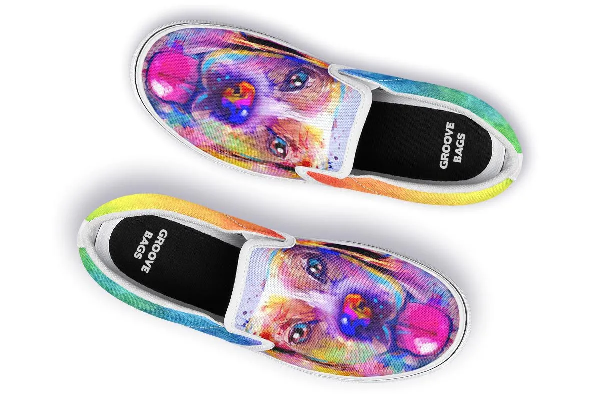 Rainbow Beagle Slip-On Shoes