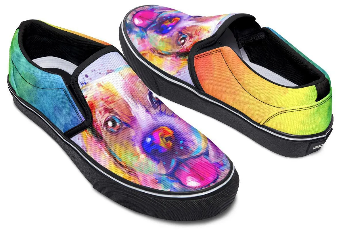 Rainbow Beagle Slip-On Shoes