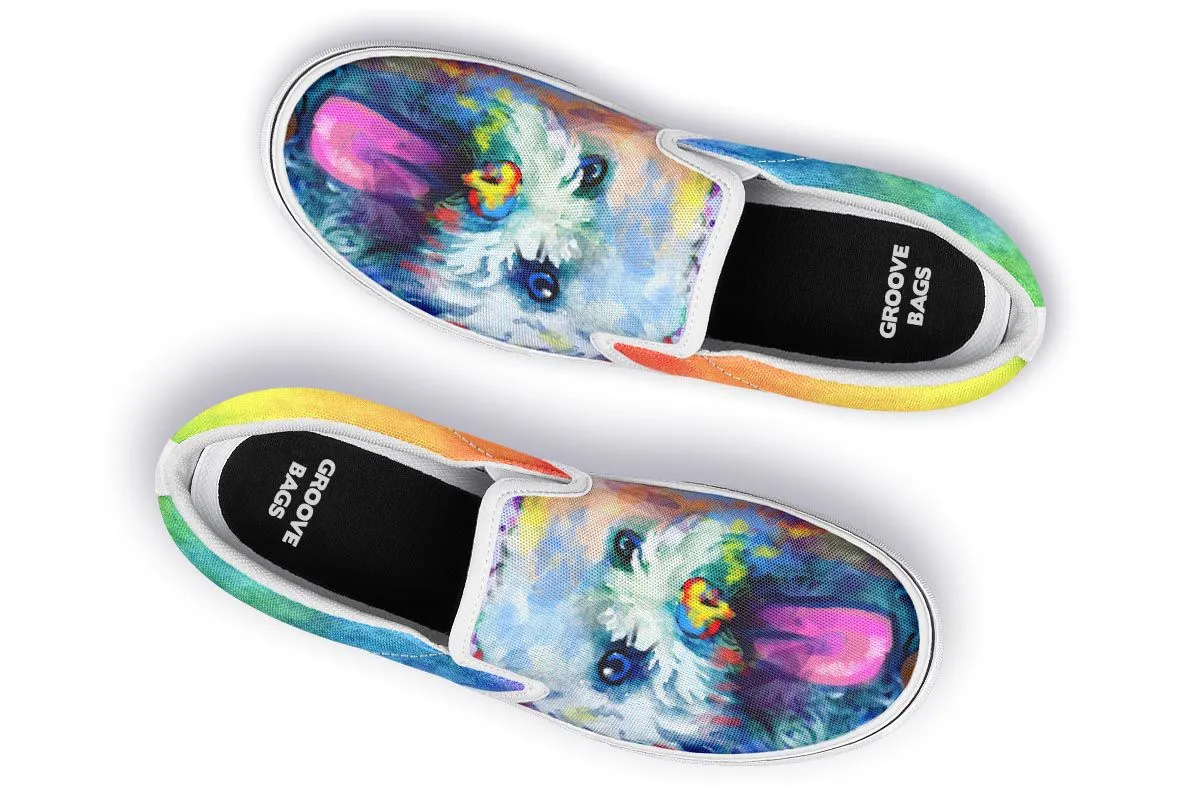 Rainbow Bichon Slip-On Shoes