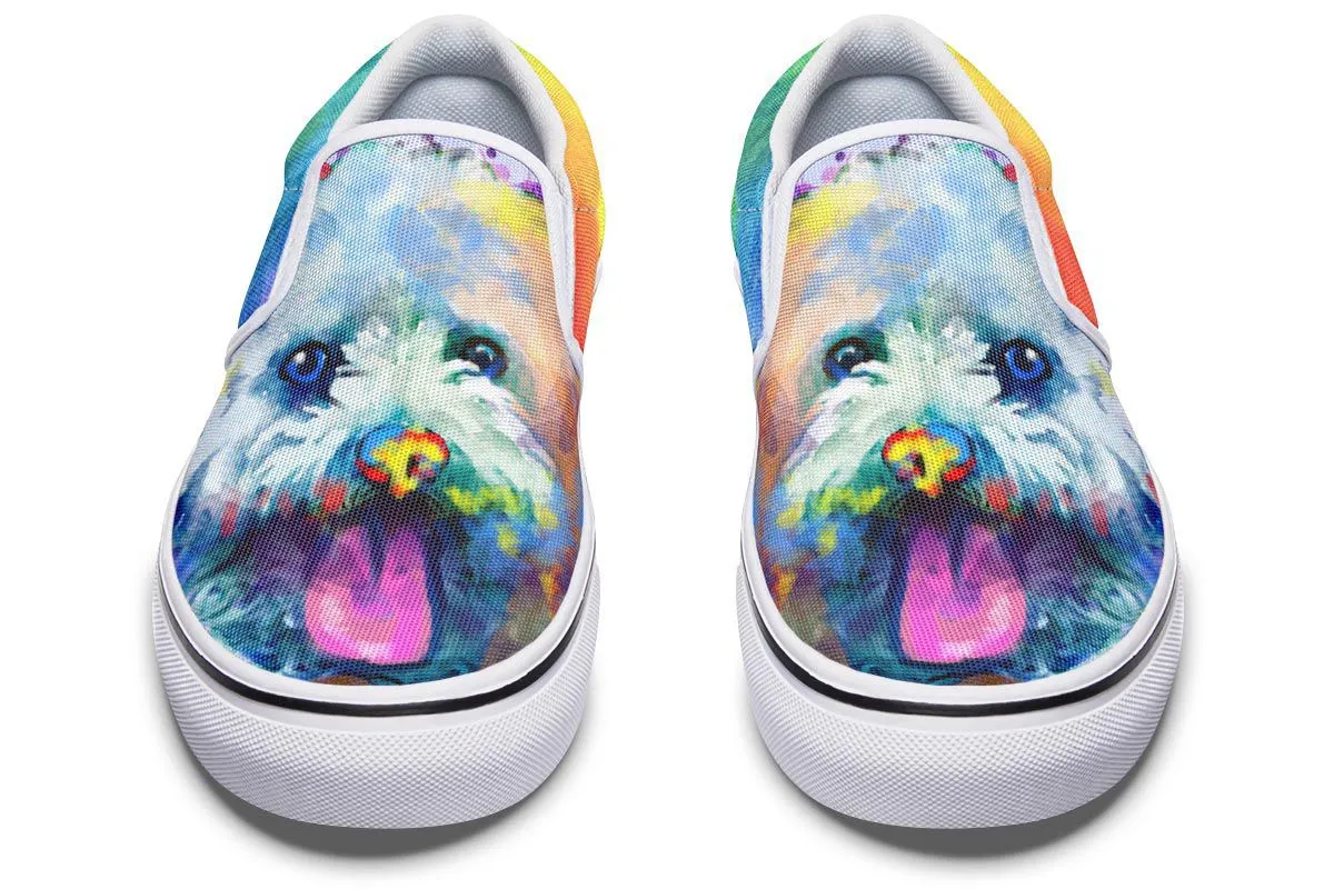 Rainbow Bichon Slip-On Shoes