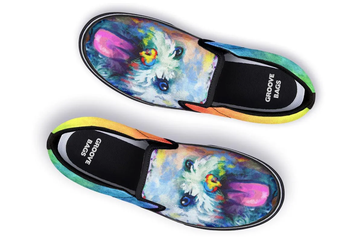 Rainbow Bichon Slip-On Shoes