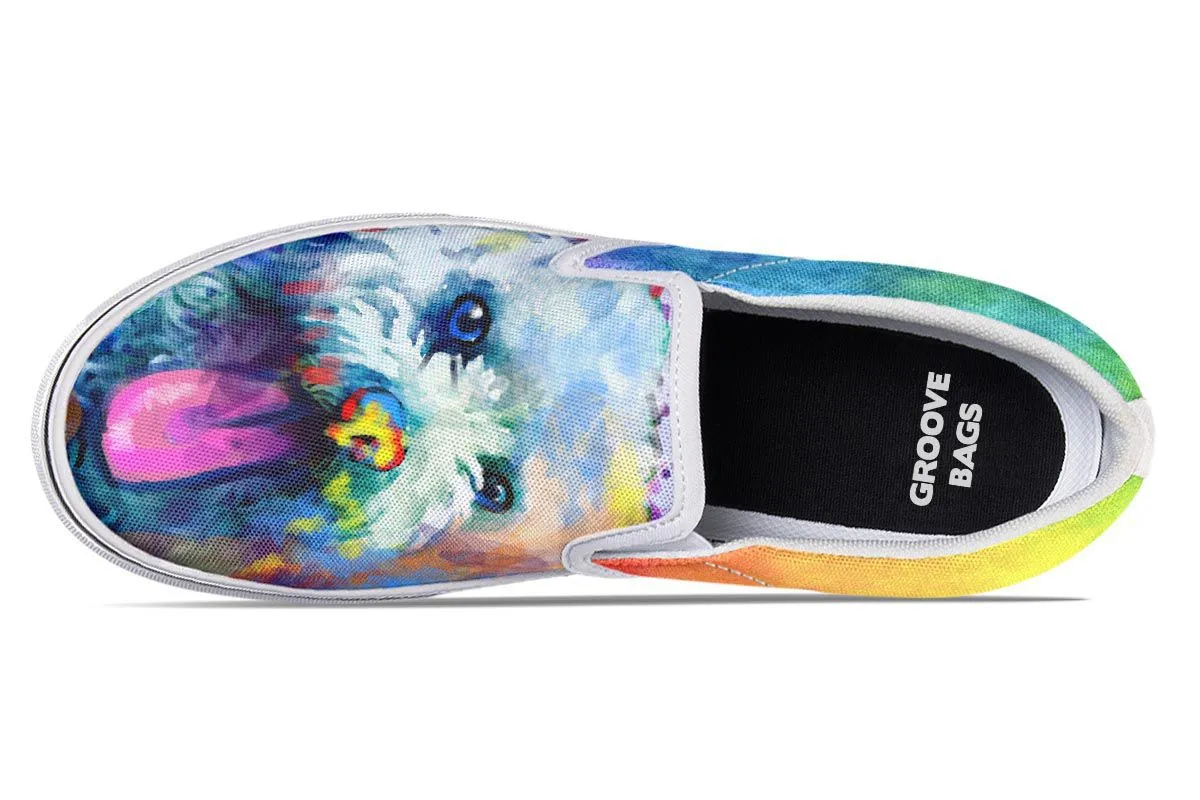 Rainbow Bichon Slip-On Shoes