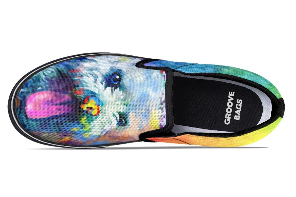 Rainbow Bichon Slip-On Shoes