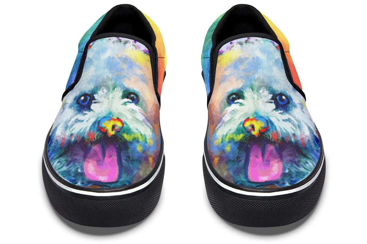 Rainbow Bichon Slip-On Shoes