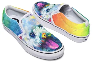 Rainbow Bichon Slip-On Shoes