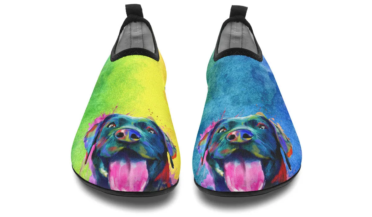 Rainbow Black Lab Aqua Barefoot Shoes