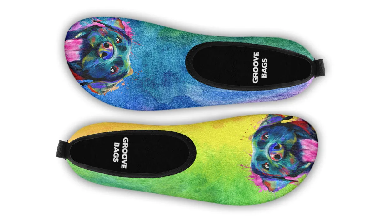 Rainbow Black Lab Aqua Barefoot Shoes