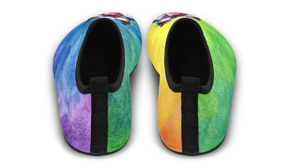Rainbow Boston Terrier Aqua Barefoot Shoes