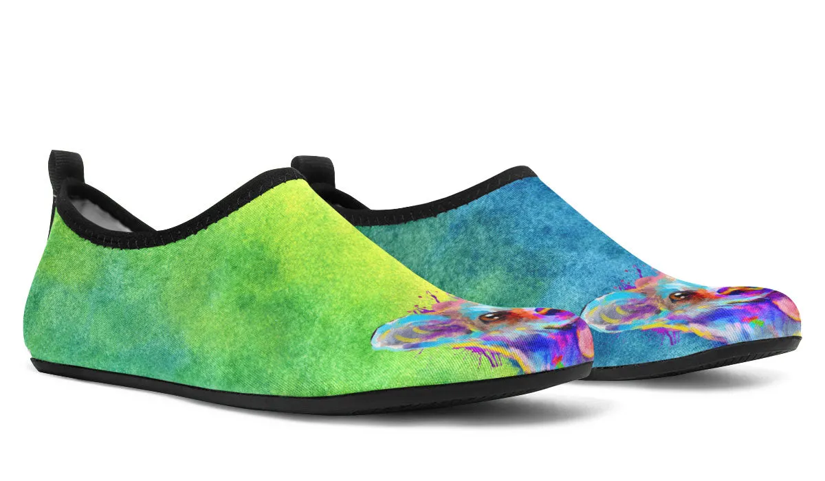 Rainbow Corgi Aqua Barefoot Shoes