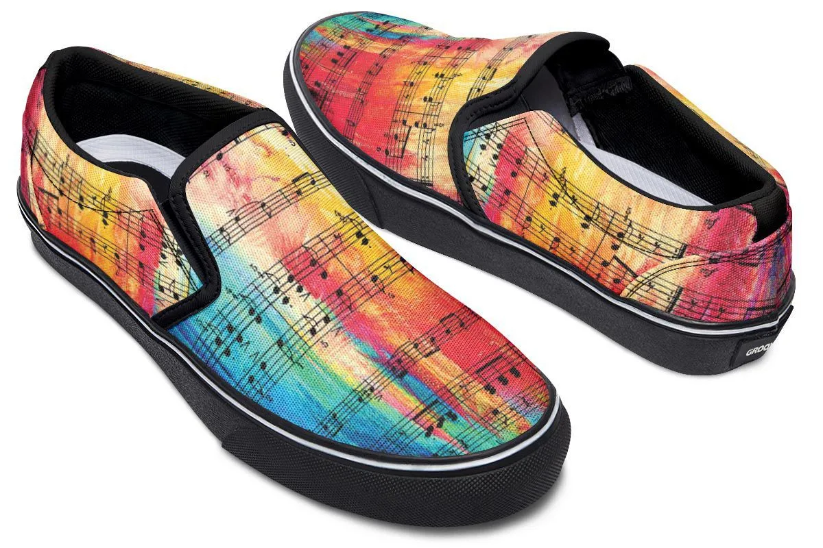 Rainbow Sheet Music Slip-On Shoes