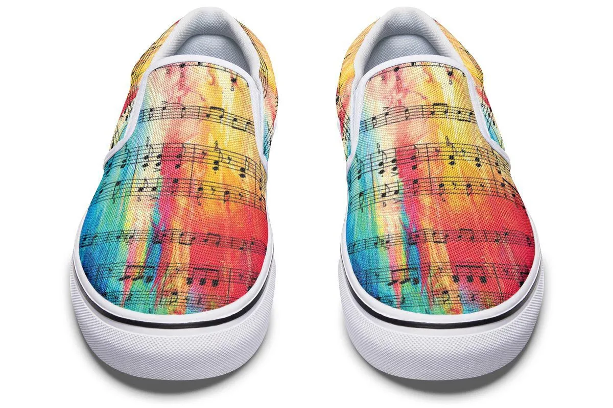 Rainbow Sheet Music Slip-On Shoes