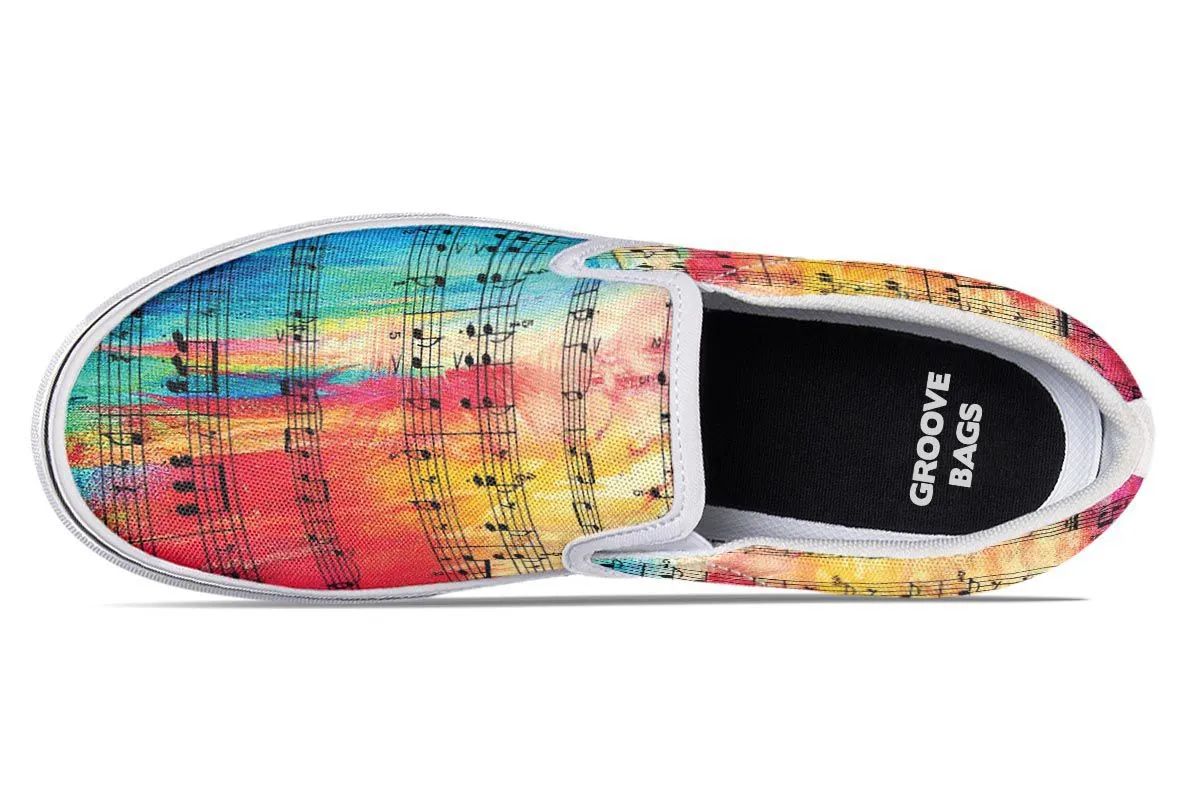 Rainbow Sheet Music Slip-On Shoes