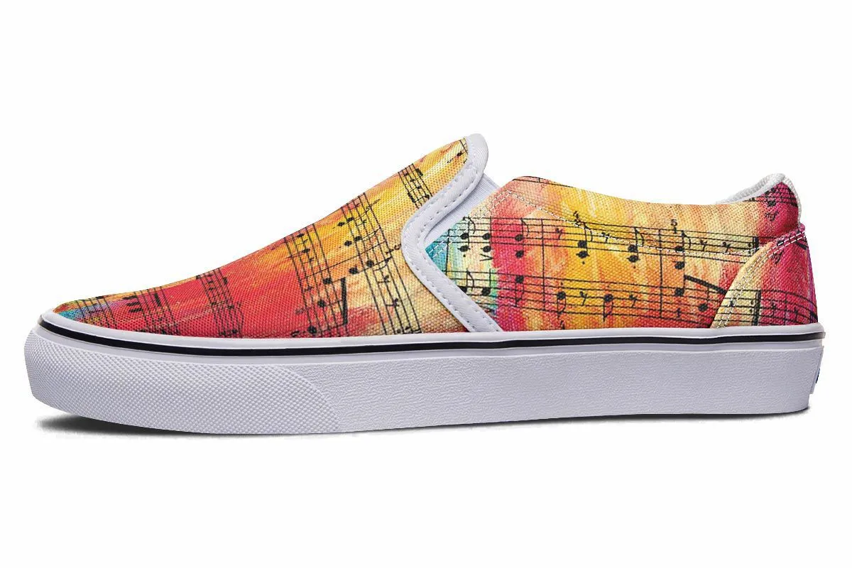 Rainbow Sheet Music Slip-On Shoes