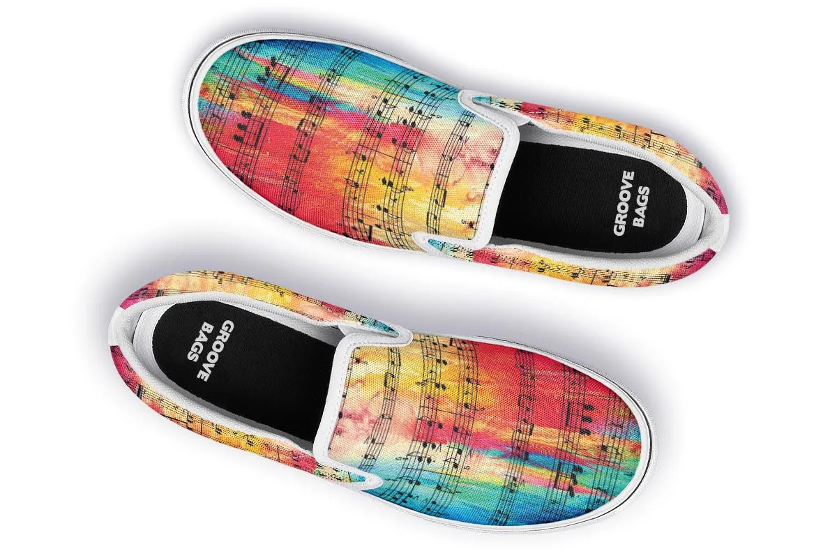 Rainbow Sheet Music Slip-On Shoes