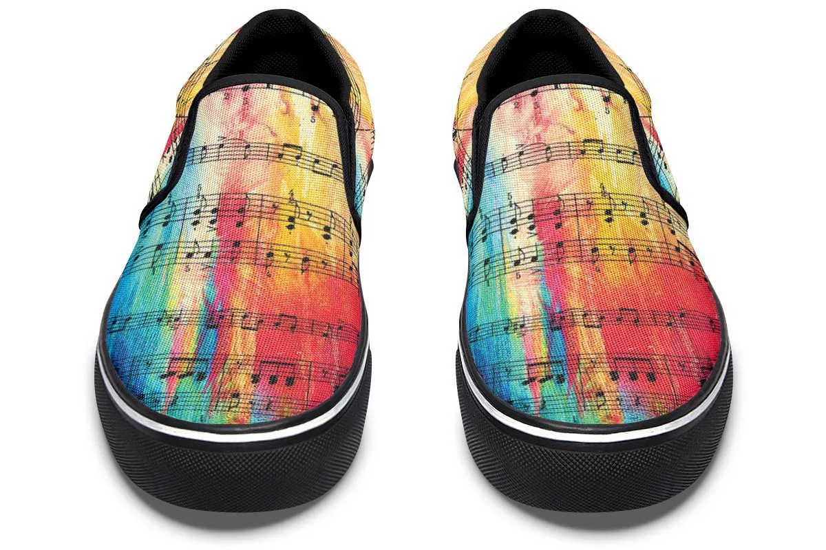 Rainbow Sheet Music Slip-On Shoes