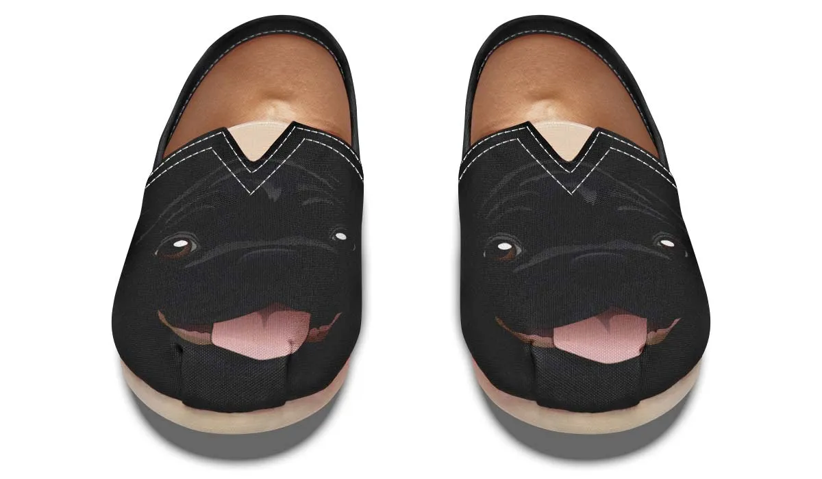 Real Black Pug Casual Shoes