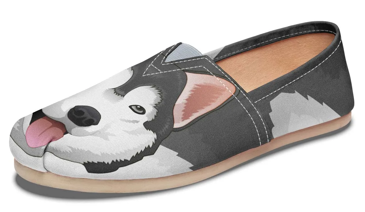 Real Grey Siberian Husky Casual Shoes