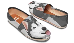 Real Grey Siberian Husky Casual Shoes
