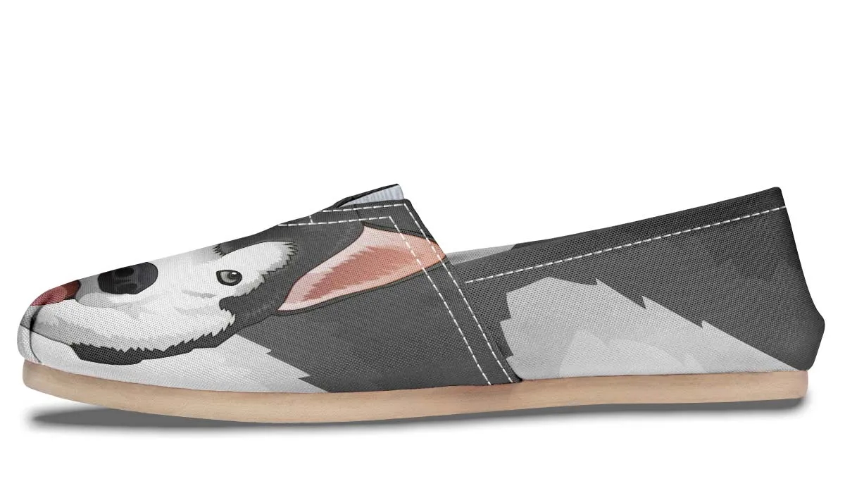 Real Grey Siberian Husky Casual Shoes