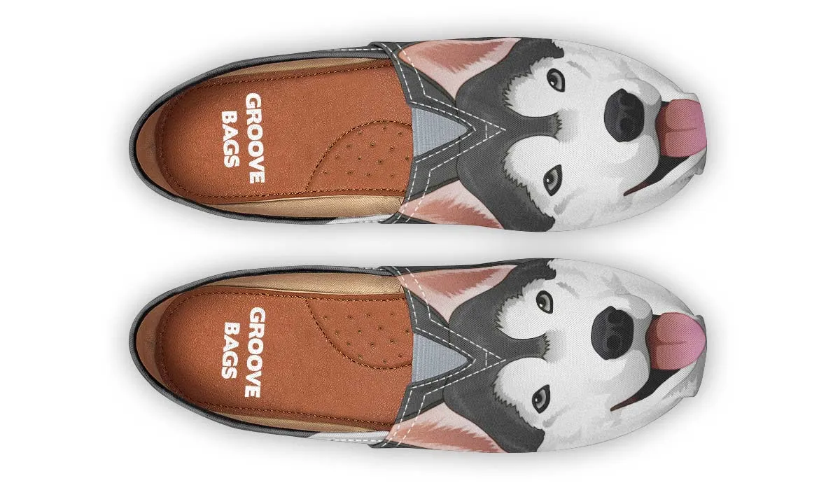 Real Grey Siberian Husky Casual Shoes