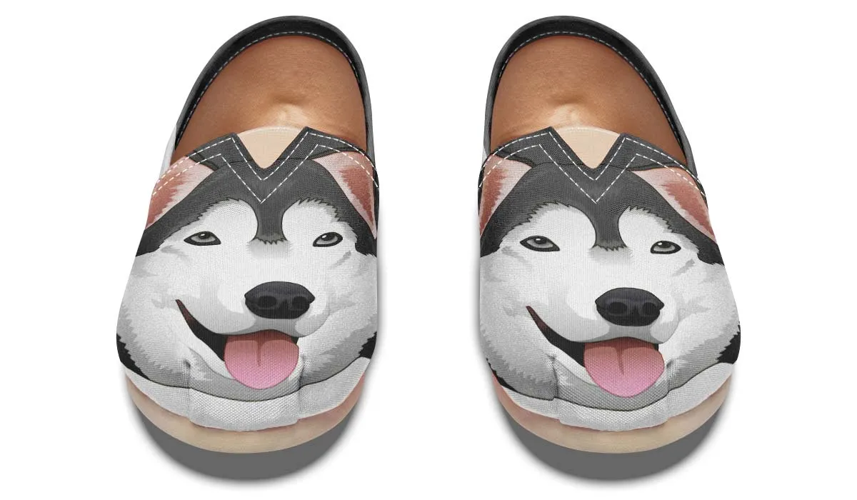 Real Grey Siberian Husky Casual Shoes