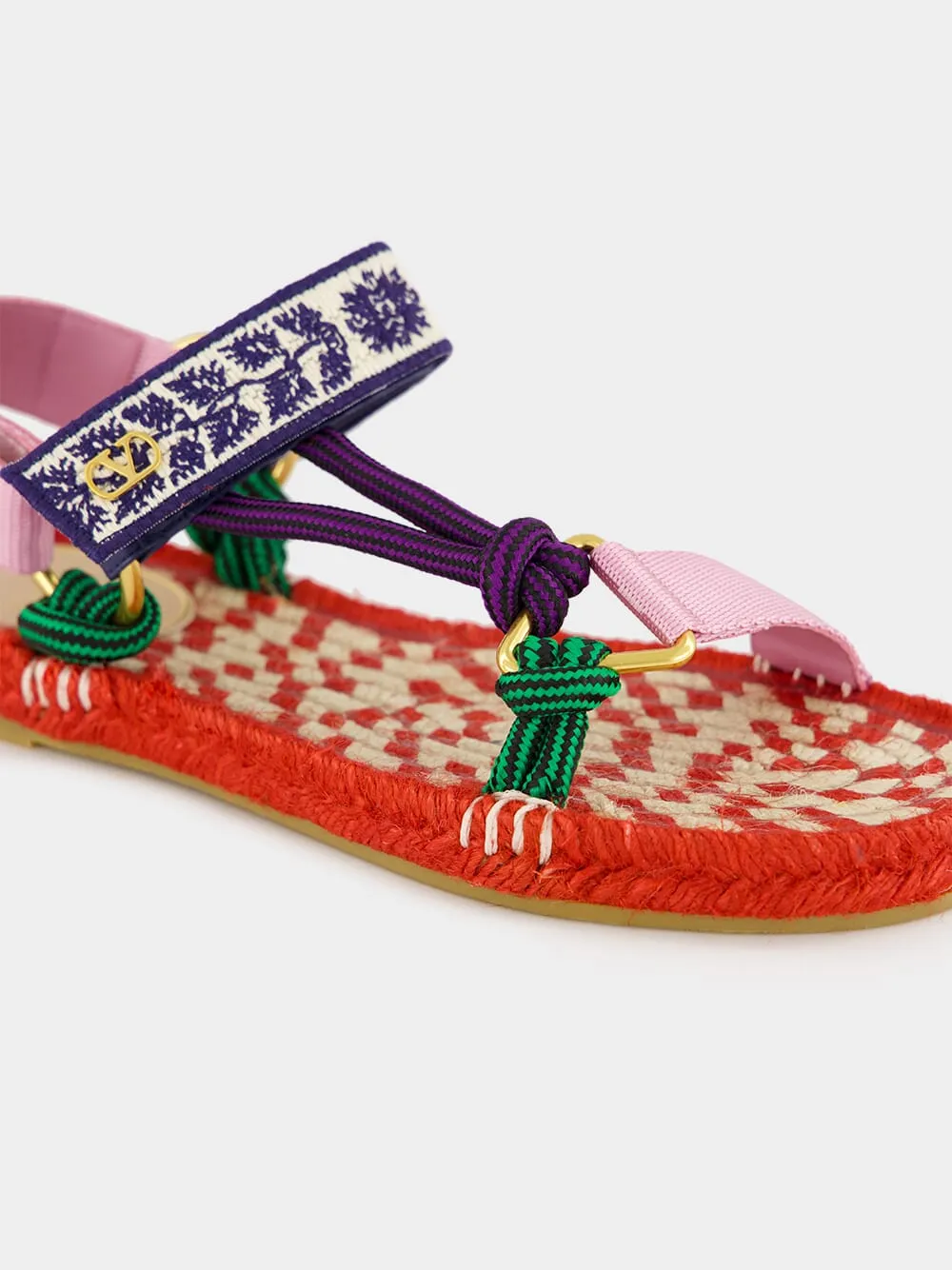 Red Lake Powell Sandal with Grape Embroidery