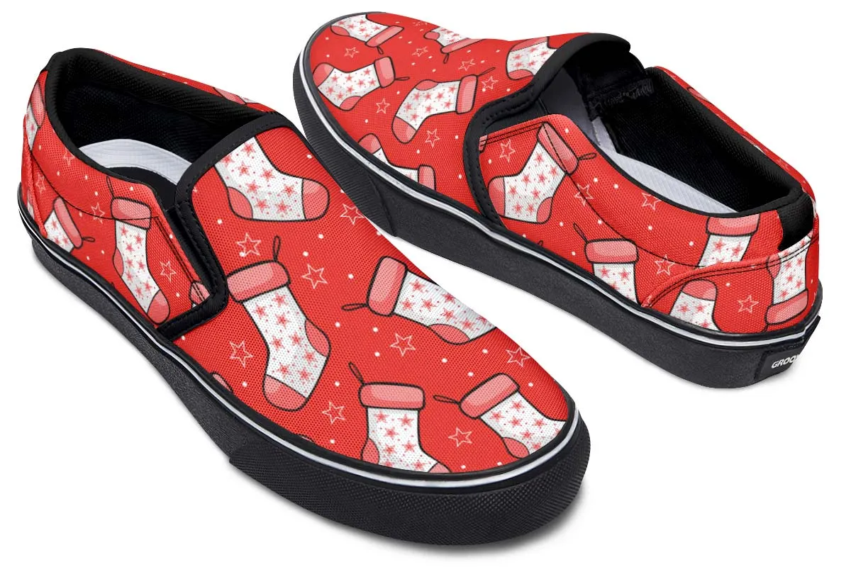 Red Stockings Slip-On Shoes