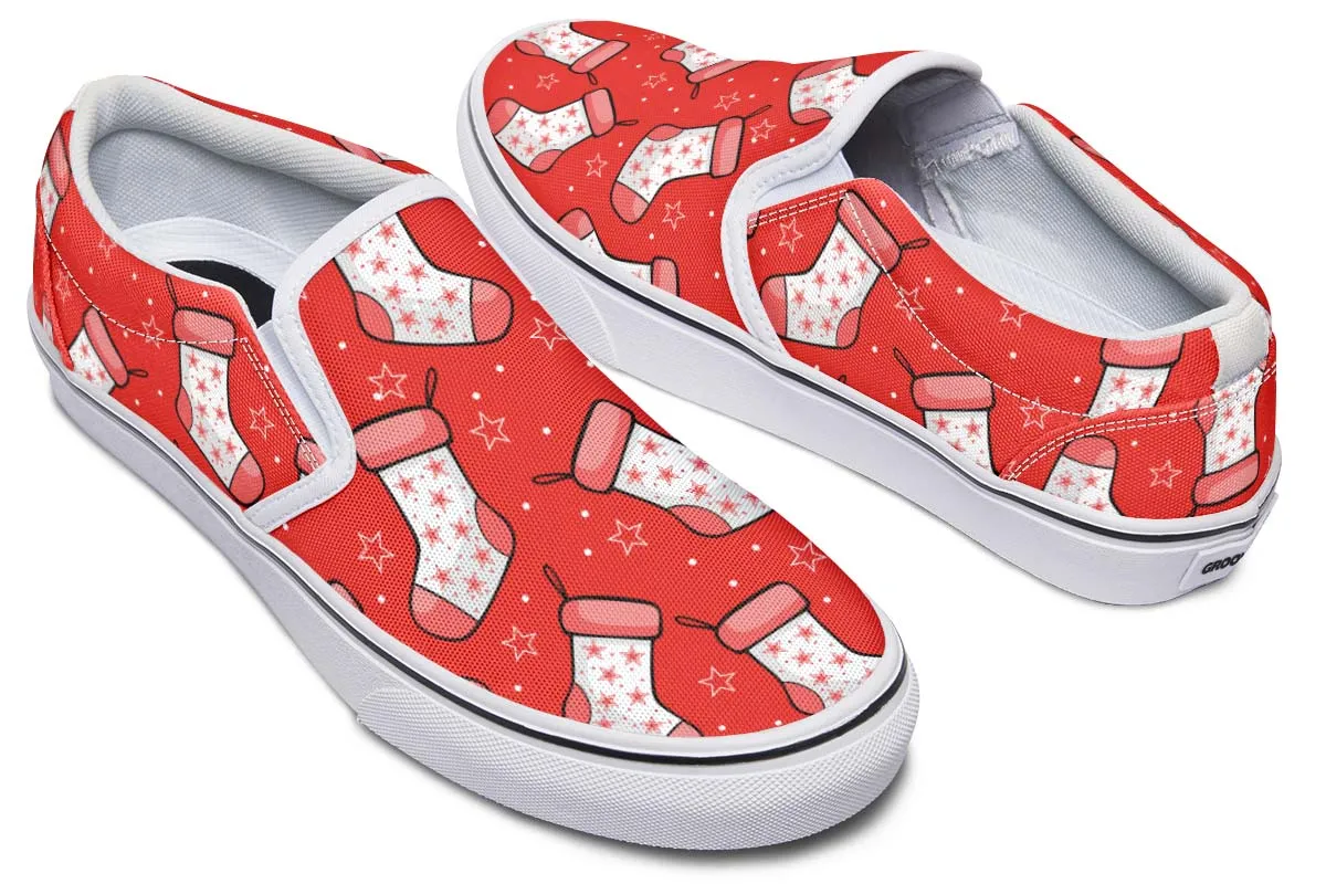 Red Stockings Slip-On Shoes