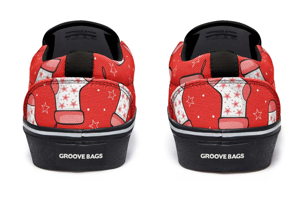 Red Stockings Slip-On Shoes