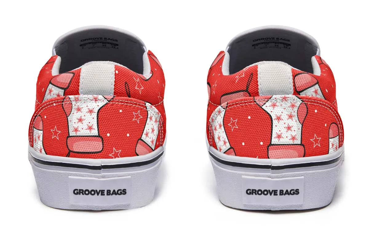 Red Stockings Slip-On Shoes