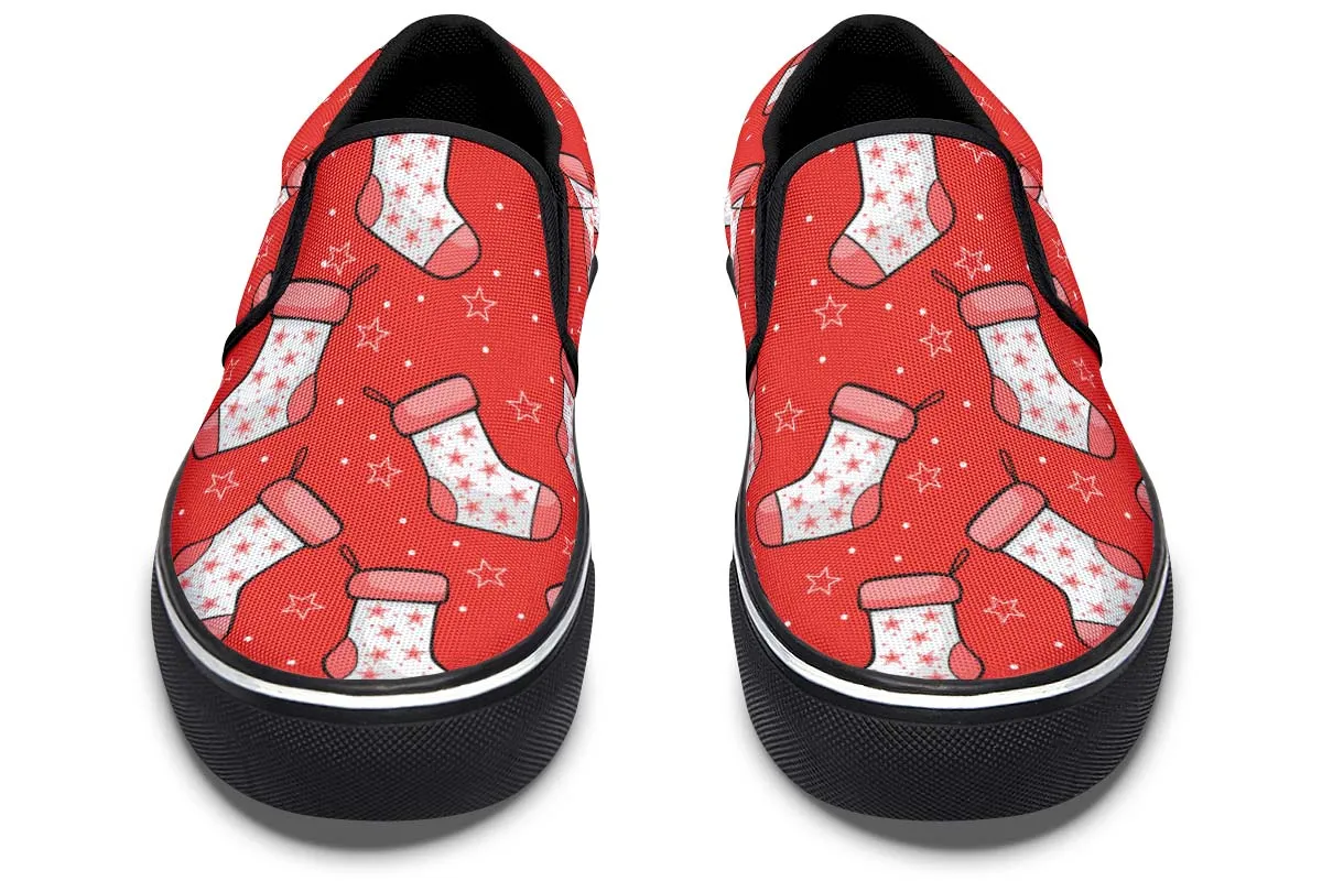 Red Stockings Slip-On Shoes