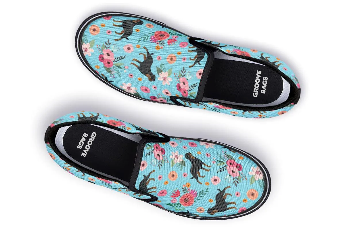 Rottweiler Flower Slip-On Shoes
