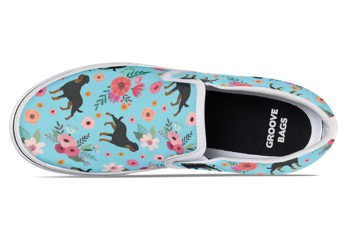 Rottweiler Flower Slip-On Shoes