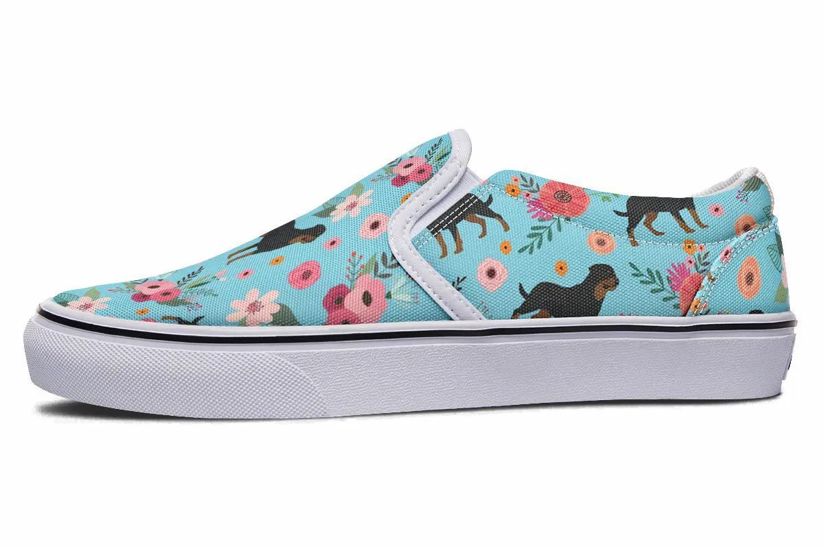 Rottweiler Flower Slip-On Shoes